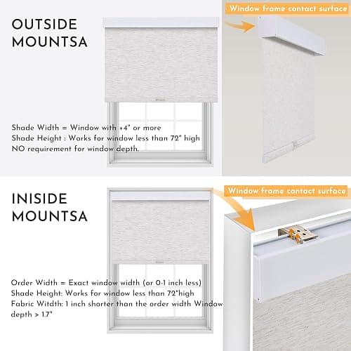 Persilux Cordless Blackout Roller Shades for Indoor Windows, Free-Stop System with Valance, Thermal Insulated Fabric, UV Protection Shades for Home and Bedroom (Linen,15" W x 64" H) thumbnail 6