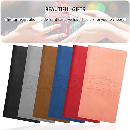 Car Registration and Insurance Holder,PU Leather Car Glove Box Organizer Car Document Holder for ID,Driver's License,Universal Car Organizer Car Accessories for Women/Men (Red) thumbnail 7