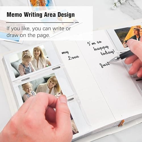 Photo Album for Fujifilm Instax Mini Camera, 180 Pockets Photo Album with Writing Space for Polaroid, Leather Cover, 2x3 Photo Album for Instax Mini 12 11 9 40 8 7 Evo LiPlay Instant Camera (White) thumbnail 3