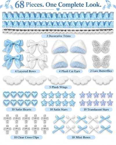 Bemeand 68Pcs DIY Ita Bag Accessories Kit, Craft Embellishments (Blue) thumbnail 3
