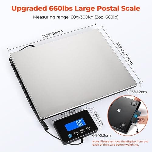 MUNBYN Shipping Scale, 440lb/1.8oz Digital Postal Scale for Packages with Hold/Tare Function, Backlit LCD, Battery & Cable Included, Postage Scale for Small Business, Packages, Luggage, and Home Use thumbnail 2