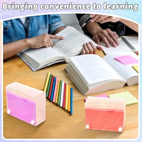 Tenceur 12 Pcs Index Card Case 3" x 5" Index Card Holder with Colorful Tab Dividers Plastic Flash Card Organizer Notecard Box for Storing Recipe Cards Office School thumbnail 5