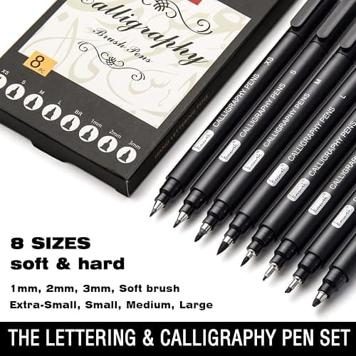 Brusarth Calligraphy Pens,8 Size Calligraphy Pens for Writing,Brush Pens Calligraphy Set for Beginners, Hand Lettering Pens thumbnail 3