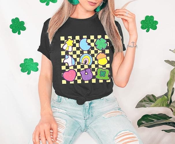 St Patricks Day Teacher Shirt for Women Teaching Lucky Charms T-Shirt Casual Lucky Irish Shamrock Tee Tops thumbnail 3