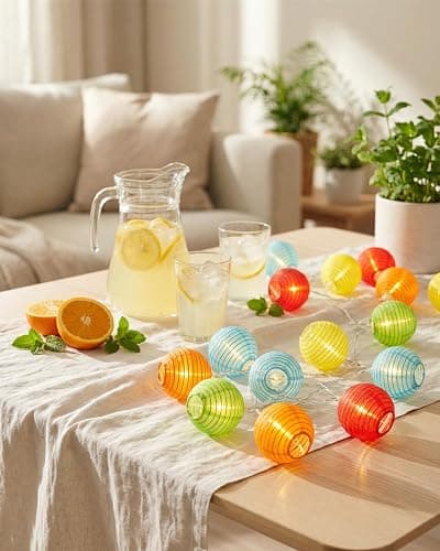 SUNSGNE Lantern String Lights, 8.5FT Indoor Lantern Christmas Lights with 10 LED Colorful Lanterns for Home Patio Party Wedding Bistro Indoor Bedroom Decoration thumbnail 4