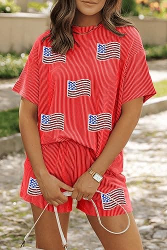 YBHUO Womens Pajama Sets 2 Piece Pjs Sleepwear Soft Comfy Short Sleeve Tops and Shorts Lounge Set Loungewear Outfit thumbnail 2