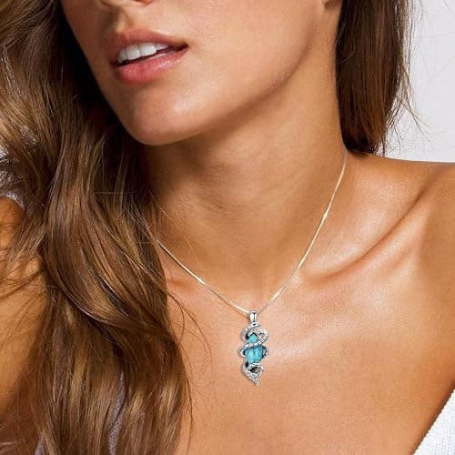 DOLIOX Genuine Turquoise Snake Necklace for Women, Sterling Silver Vintage Native American Western Jewelry Birthdays Gift thumbnail 5