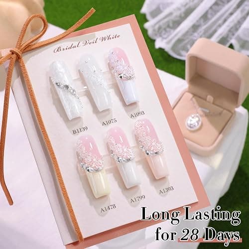 Double Rhythm 6 Pcs 15 ML Gel Polish Set Same Color Same Bottle Soak Off Glitter Gel Polish Kit Nail Art Manicure Salon DIY at Home for Wedding (Pearl White Milky Beige-T6-99) thumbnail 7