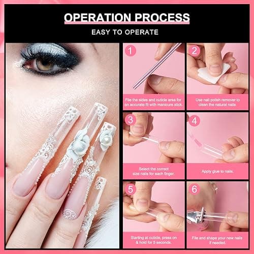 Ranrose 120PCS Extra Long Half Nail Tips,XXL Super Long Half Cover Deep C Curve False Nails 12 Sizes Tapered Square Press on Nails with Box - 120PCS Clear 2XL C Curve Tips thumbnail 5