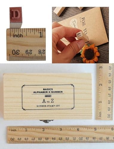 Pack of 36 Pcs Small Wooden Rubber Stamps 0.2 Inch of Letter and Number for DIY Craft Card and Photo Album (B) thumbnail 6