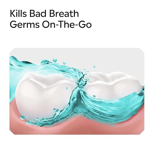 Listerine On-The-Go Cool Mint Alcohol Free Mouthwash Packets, Oral Rinse in Individual Packets Kills Bad Breath Germs, Less Intense Taste, Cool Mint Flavor, Mini Travel Size, 0.33 fl oz. Pack of 5 thumbnail 6