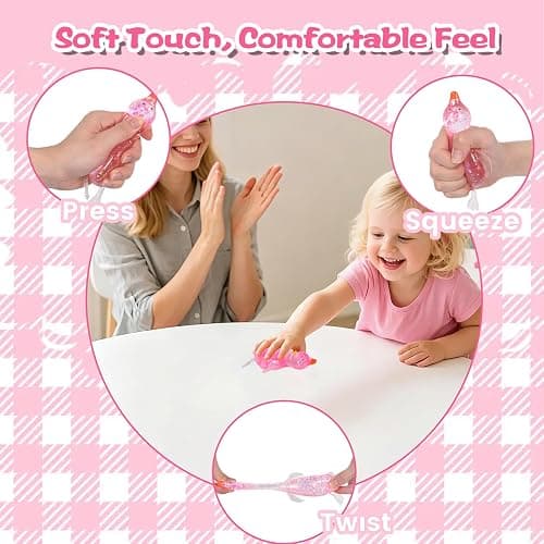 Cute Duck Squishy Toy for Kids Ages 3+, Birthday Party Favors, Easter Basket Stuffers, Kawaii Malt-Sugar Filled Squeeze Toy(Pink) thumbnail 7