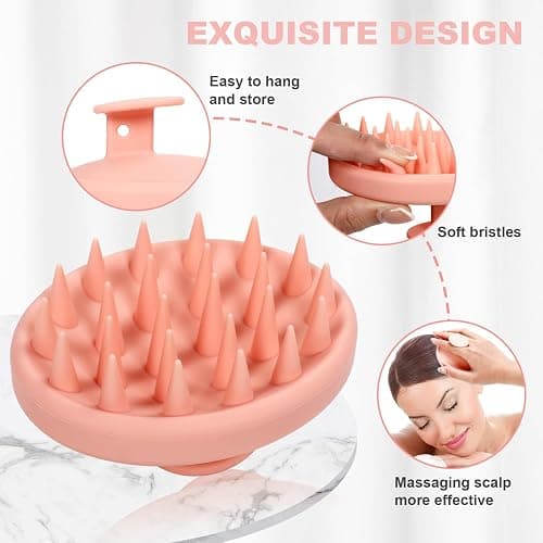Meartchy Silicone Scalp Massager, Scalp Scrubber for Hair Growth with Soft Bristles, Scalp Exfoliator Brush Dandruff Removal Shampoo Brush for Wet Dry Scalp Care (Pale Pink) thumbnail 3