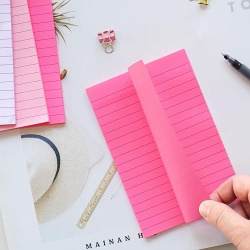9 Pack Lined Sticky Notes 4X6 in Post Sticky Notes with Lines, Large Ruled Post Sticky Colorful Super Sticking Power Memo Pads Strong Adhesive (Pink Themed) thumbnail 2