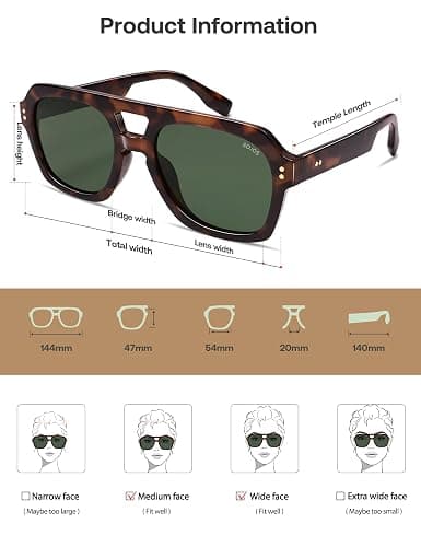 SOJOS Retro Thick Polarized Aviator Sunglasses for Women Men, Large Trendy Bold Square Pilot Shades SJ2385 thumbnail 4