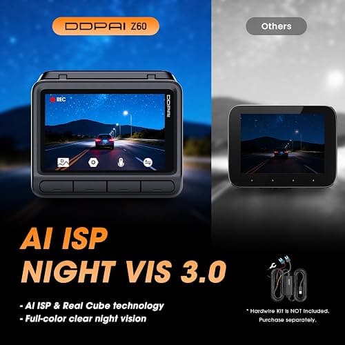 DDPAI 4K Dash Cam Front and Rear, Built-in 32G eMMC Dual Dash Car Camera,64GB Card Included Dashcam,Night Vision Dash Camera,5GHz WiFi, 7 Days Parking Mode,GPS,3" IPS, ADAS, WDR,Support 512GB,Z60 thumbnail 6