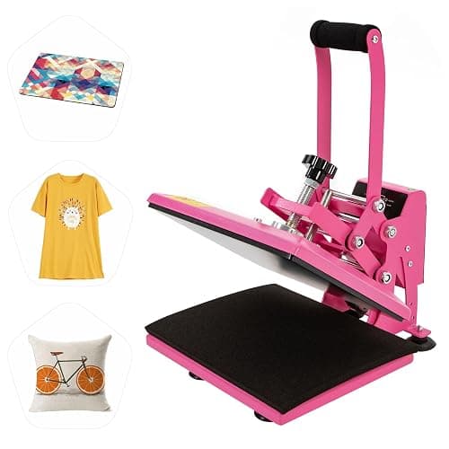 Heat Press Machine 11.8 * 9inch, 700W Heat Press Machine 4 Heating Tubes with Silicone Suction Cups and 0-752 ° F Temperature Adjustment for T Shirts, T Shirt Press Machine (Pink) thumbnail 6
