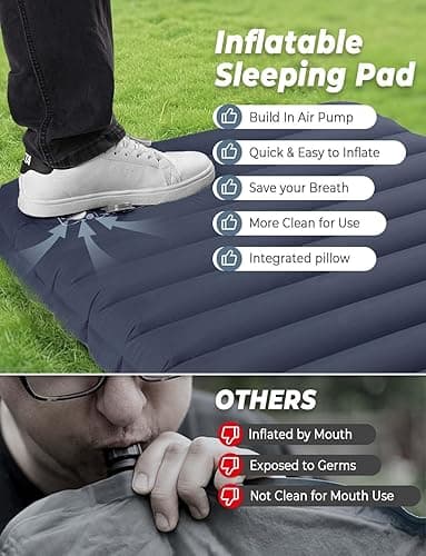 YISSVIC Sleeping Pad for Camping Mattress with Pillow Inflatable Ultralight Air Mattress Camping Mat for Backpacking, Traveling, Hiking - Blue thumbnail 4