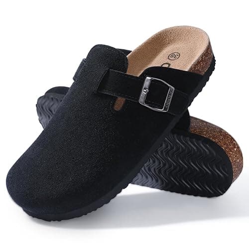 ODOLY Genuine Suede Clogs for Women Men Soft Cork Footbed Leather Mules Comfort Potato Shoes with Arch Support thumbnail 3