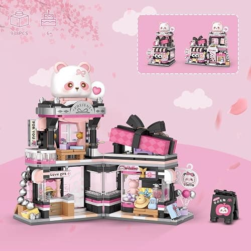 Street View Gift Shop Mini Building Blocks, MOC Creative Building Toys Cute Panda Animals Building Set for Girls 6-12, Simulation Architecture Construction Toy, Gift Idea for Kids Adults (938 PCS) thumbnail 6