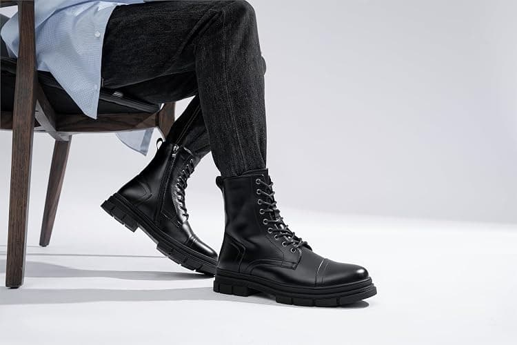 Jousen Men's Boots Fashion High Top Motorcycle Boots Waterproof Boots for Men thumbnail 9