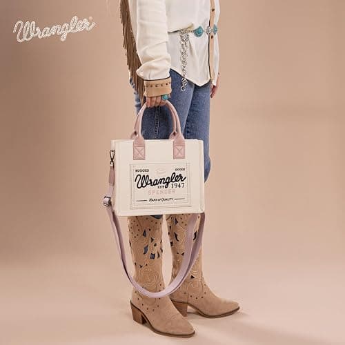 Montana West Wrangler Tote Bag for Women Retro Canvas Top Handle Purses and Handbags thumbnail 3