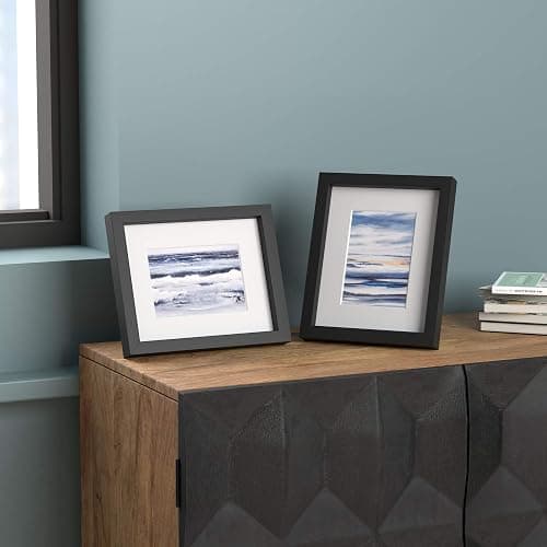 Amazon Basics Rectangular Picture Frame Set for Wall Hanging or Tabletop Display, 8 x 10 in with 5 x 7 in Mat, Black, 2-Pack thumbnail 8