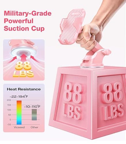 VICSEED [True Strongest Suction [Rally Racing-Grade Stability] Phone Holders for Your Car 2026 Upgraded Car Phone Holder Mount Truck Stand Cradle for iPhone Samsung All Phones, Pink thumbnail 2
