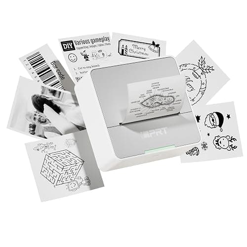 iDPRT Mini Sticker Printer Machine with 1 Roll Sticker Paper, Portable Thermal Printer for Study, Grey - Image 1
