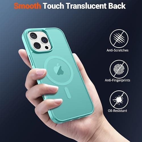 SUPFINE Magnetic for iPhone 16 Pro Case (Compatible with MagSafe) (Military Grade Drop Protection) Slim Translucent Matte Shockproof with Anti-Fingerprint Phone Case, Blue Green thumbnail 6