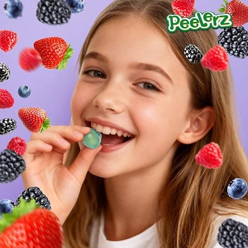 AMOS Peelerz Berry Assortment Peelable Gummy Sweets-240G | Interactive Peelable Berry Sweets Made with Real Fruit Juice. Perfect For Kids Party Bags, Gifting, and Family Movie Nights thumbnail 3
