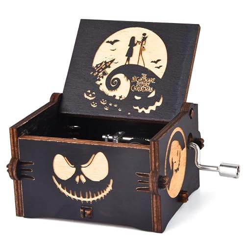 Aokely Before Christmas Music Box,Engraving Nightmare Musical Box Melody Plays This is Halloween Home Decor for Halloween Valentine's Day Christmas - Image 1