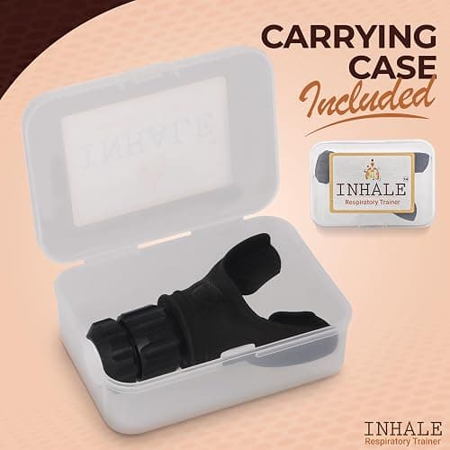 Inhale Respiratory Trainer | Compact Lung Exercise Device with High Grade Silicone | Carrying Case Included | Breath Trainer with Adjustable Resistance | Portable & Easy to Clean thumbnail 4