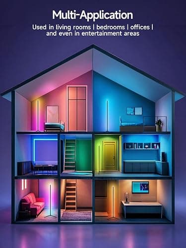 Tyute Corner Floor Lamp, RGB LED Corner Lamp with Music Sync, Smart App and Remote Control Color Changing Ambience Light, LED Lamp with 16 Million Colors for Bedroom, Living Room Gaming Room thumbnail 8