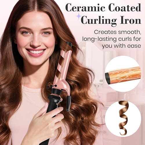Ufree 3 in 1 Curling Iron, Curling Wand Set with Thermal Brush Flat Iron Hair Straightener, Dual Voltage Wand Curler, Instant Heat Up Hair Curler, Include Protective Glove 2 Clips, Gifts for Women thumbnail 5