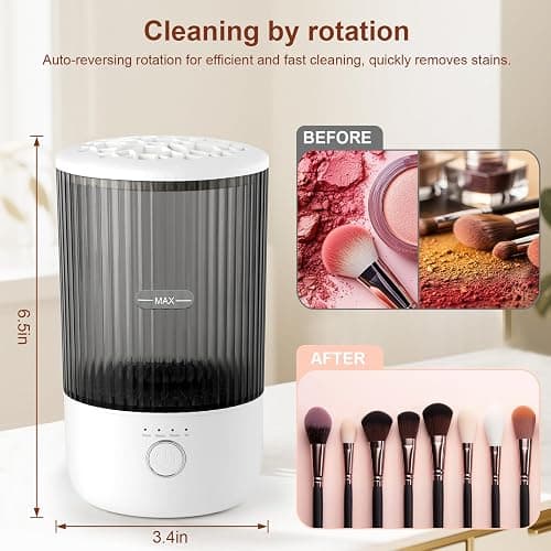Electric Makeup Brush Cleaner, 6500RPM Automatic Makeup Brush Cleaner Machine, Portable Design with 1800mAh Rechargeable Battery for Makeup Brushes, Perfect Gift for Makeup Lovers thumbnail 2