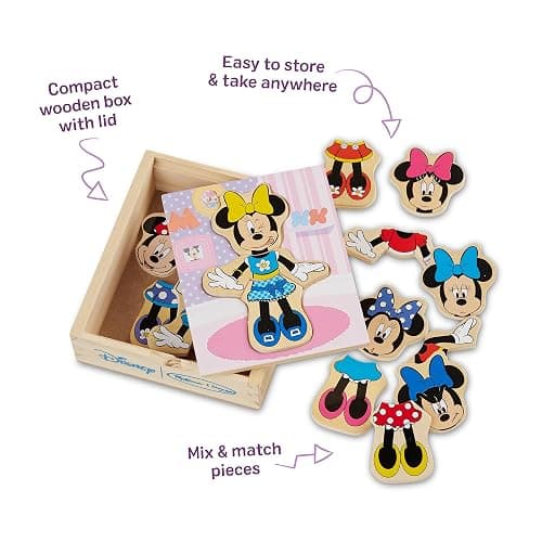 Melissa & Doug Disney Minnie Mouse Dress-Up Puzzle, 18 Pieces Mix and Match Outfits, Sorting & Matching Toy with Storage Case, Educational Puzzle for Toddlers Ages 3+ thumbnail 4