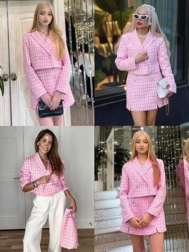 Cicy Bell Womens Cropped Tweed Blazer Sets 2 Piece Outfits and Mini Skirt Sets Business Casual Suits thumbnail 6