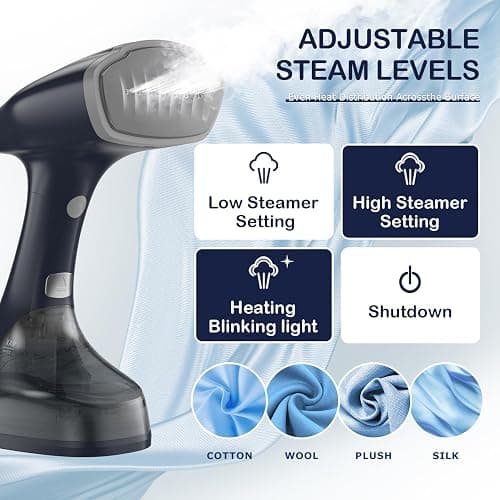 BEAUTURAL Handheld Garment Steamer for Clothes, Handheld steamer with Foldable Design, Easy to Remove Wrinkles, 1500W, 25-Second Fast Heat up, 2 Steam Level Setting with Continuous Steaming thumbnail 3