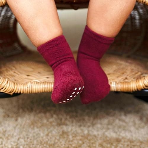 JAKIDAR 12 Pack Baby Toddler Socks Non Slip Grip Cotton Crew Socks for Boys Girls Infants Kids thumbnail 5
