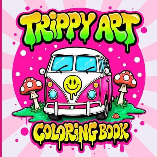 Trippy Groovy Coloring Book for Adults: Psychedelic Art, Mushroom, Alien & Van Designs | 40 Unique Pages for Stress Relief & Creativity - Image 1