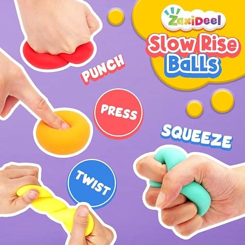 Mini Slow Rising Stress Balls 24 Pack, Stretchy Squishy Ball for Anxiety Relief, Fidget Toys Classroom Supplies for Student Teacher, Travel Sensory Toys for Kids Adults thumbnail 4