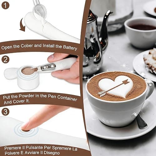 Latte Art Pen, Coffee Pen for Electrical Coffee Art for Latter, DIY Spice Pen for Cinnamon, Salt, White Sugar, Fine Coffee Grinds thumbnail 4
