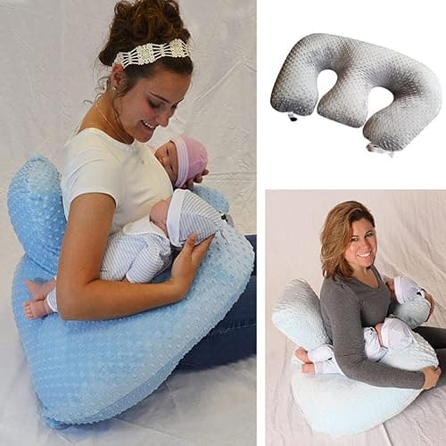 KEAAN Coussin d'allaitement multifonctionnel pour jumeaux, coussin d'allaitement pour femmes enceintes, tissu en coton lavable en machine, coussin de soutien pour jumeaux, gris thumbnail 4