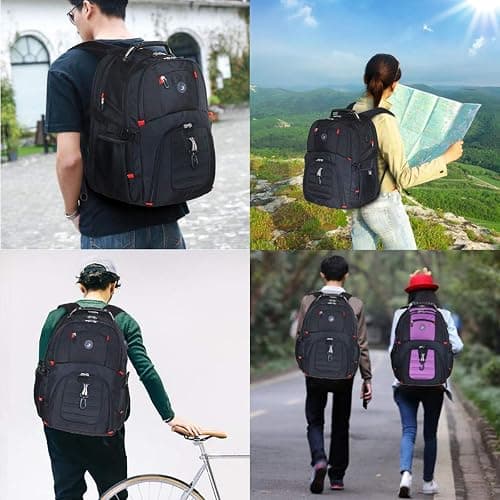 SHRRADOO Extra Large 50L Travel Laptop Backpack with USB Charging Port, College High School Backpack Airline Approved Business Work Bag Fits 17 Inch Computer for Men Women thumbnail 9
