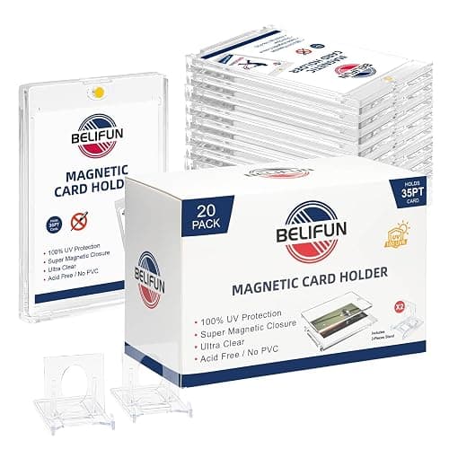 20-Pack One Touch Magnetic Card-Holders - 35PT Trading Card Holders, UV Protection Clear Acrylic Card Cases, Card Protector for Game, Baseball Sports Cards, Fit for Standard Cards Storage and Display - Image 1