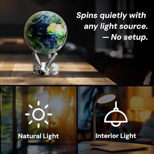 MOVA Globe - Earth with Clouds Classic (4.5") | Self-Rotating Globe Powered by Light | Silent Motion, No Batteries or Wires | Unique Desk Decor or Gift for Space Lovers thumbnail 6