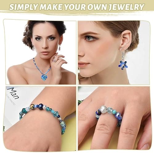KINGSHINE 4/6/8mm Crystal Glass Beads,3 Sizes Total 1000pcs Faceted Briolette Rondelle Beads with Container,Loose Spacer Beads for DIY Beading Projects,Earrings,Necklaces(Blue Color) thumbnail 6