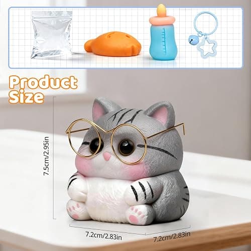 Reenovan Cat Squishy Toy, Soft TPR Stress Relief Sensory Squeeze Toys, Cute Kawaii Desk Toy, Birthday Gift and Party Favor for Kids and Adults thumbnail 8