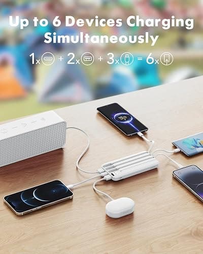 charmast 20000mAh Portable Charger with Built in Cables, 22.5W Travel Power Bank Fast Charging, USB C Cell Phone Battery Pack for iPhone 16/15/14/13/12/11 Series, iPad, Samsung, Android, Tablet thumbnail 3
